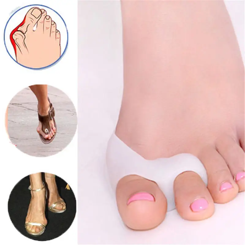 

1pair HOT Thumb Valgus Protector Silicone Gel Foot Fingers Two Hole Toe Separator Bunion Adjuster Hallux Valgus Feet Care