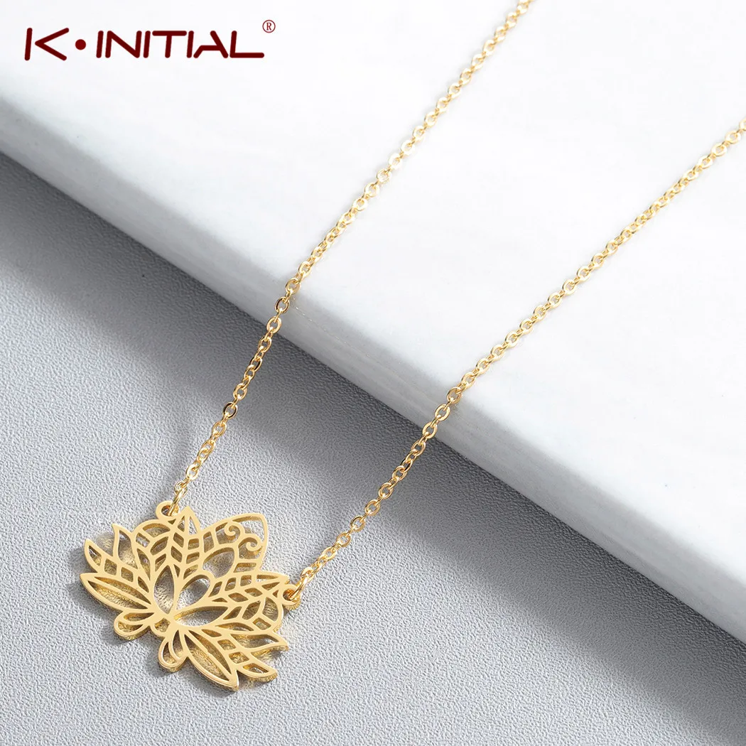 Ожерелье Kinitial с цветком лотоса и символом Ом ожерелье подарки на день рождения