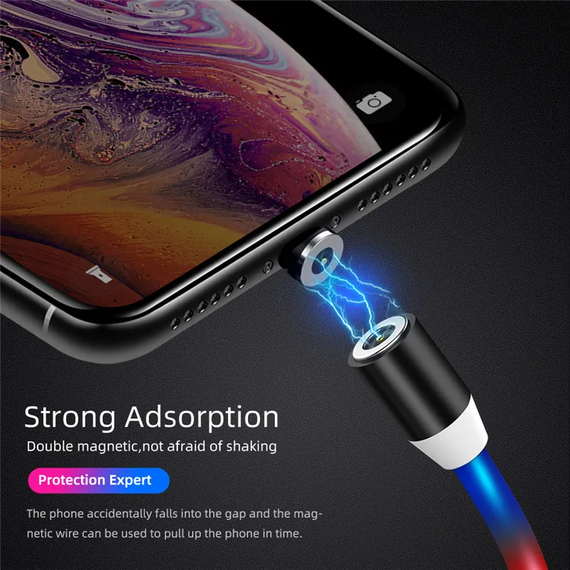 Магнитный зарядный кабель USB Type-C со светодиодной подсветкой Micro для Samsung S10 S9 с