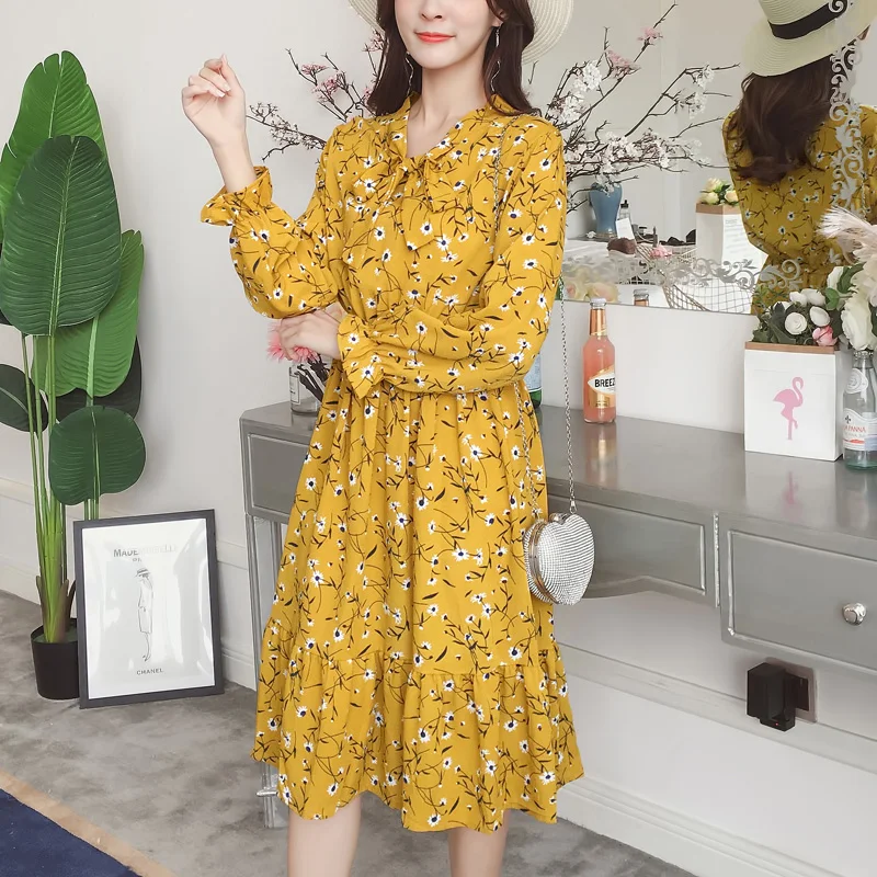 Шифоновое элегантное платье для женщин 2020 вечернее с длинным рукавом женские