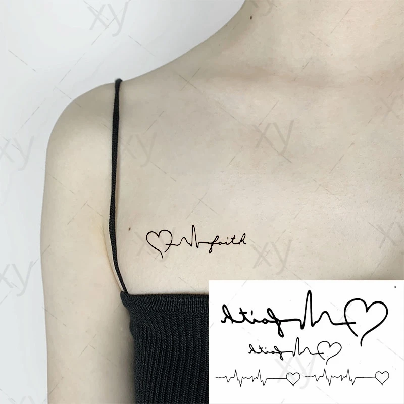 Водостойкая временная татуировка наклейка с буквами любовь волна сердцебиения