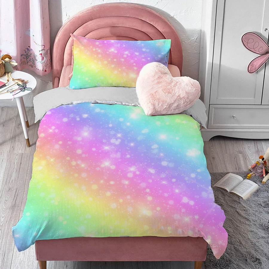 

oentyo Unicorn Duvet Cover set Kids Bedding Set Boys Girls Bedspreads Comforters Cartoon Bed set 150x200 Single Double