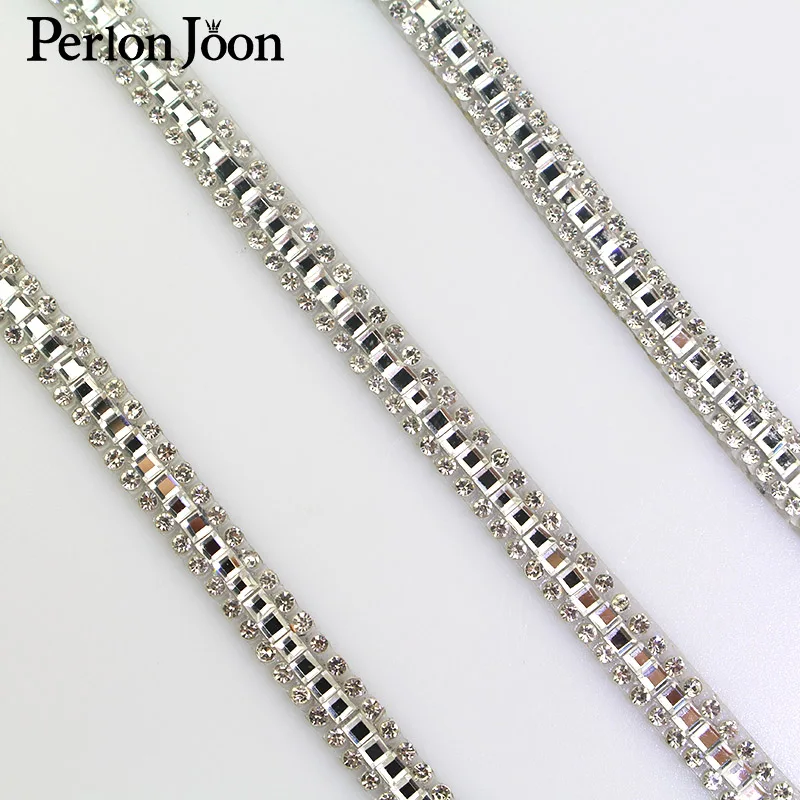 1 ярд белое стекло узор в виде кристаллов стразы отделка горячая фиксация лента