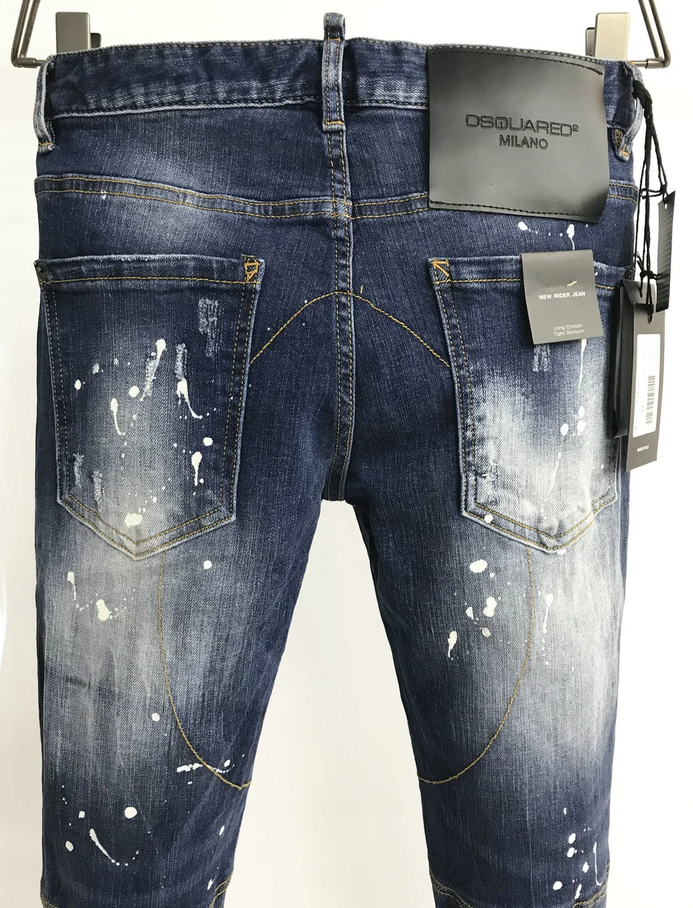 New DSQUARED2 Men's/Women Jeans Fashion Ripped Ink Paint Slim-Fit Pants 9816