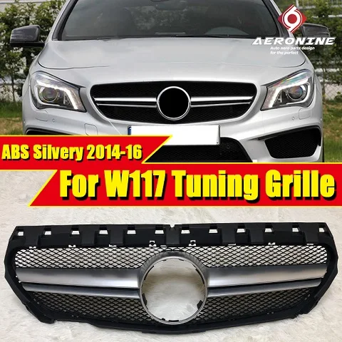 W117 CLA45 вид Спорт решетка гриль глянцевый Серебряный без знака для merceesmb CLA класс CLA180 CLA200 250 передний бампер Гриль 14-16 - Цвет: W117AMGGrSi1416