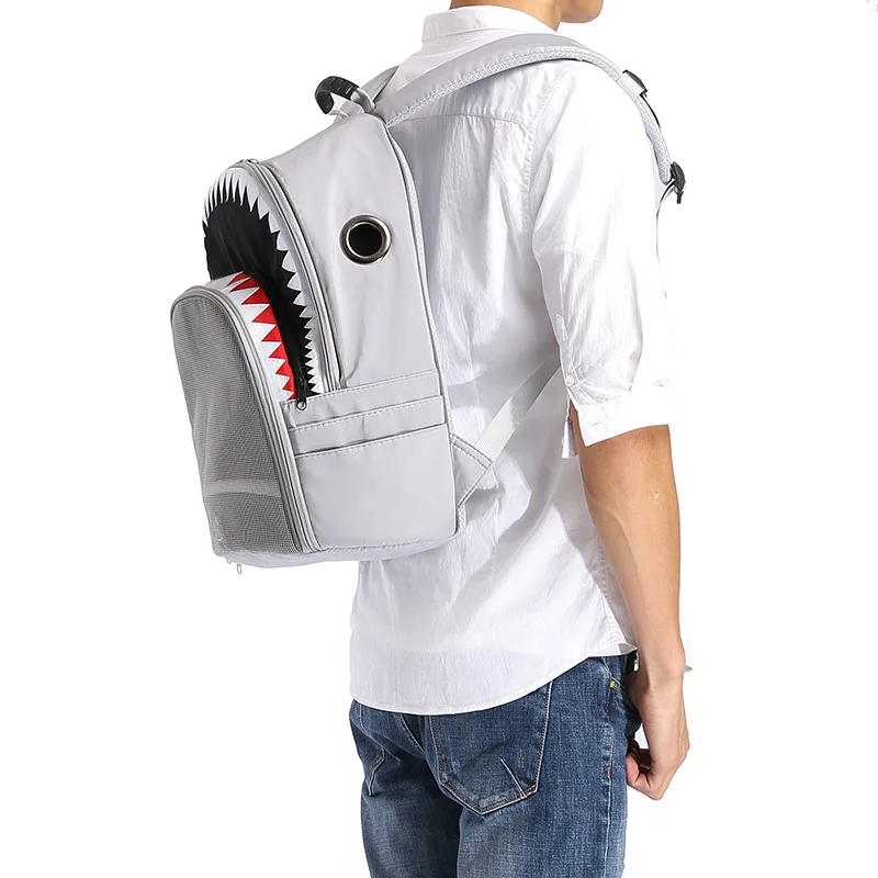 

pet carriers dog cat backpack personality shark style outdoor travel bag for puppy breathable carrying bag dog handbag carrier