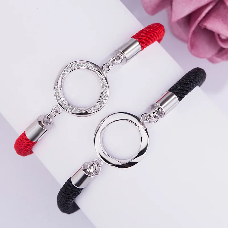 Новый браслет для пары со стразами круглый модный простой в этом году красная