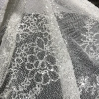 shining white platinum silver french tulle lace sequins glued high quality polyester romantic wedding bridal dresses mesh cloth