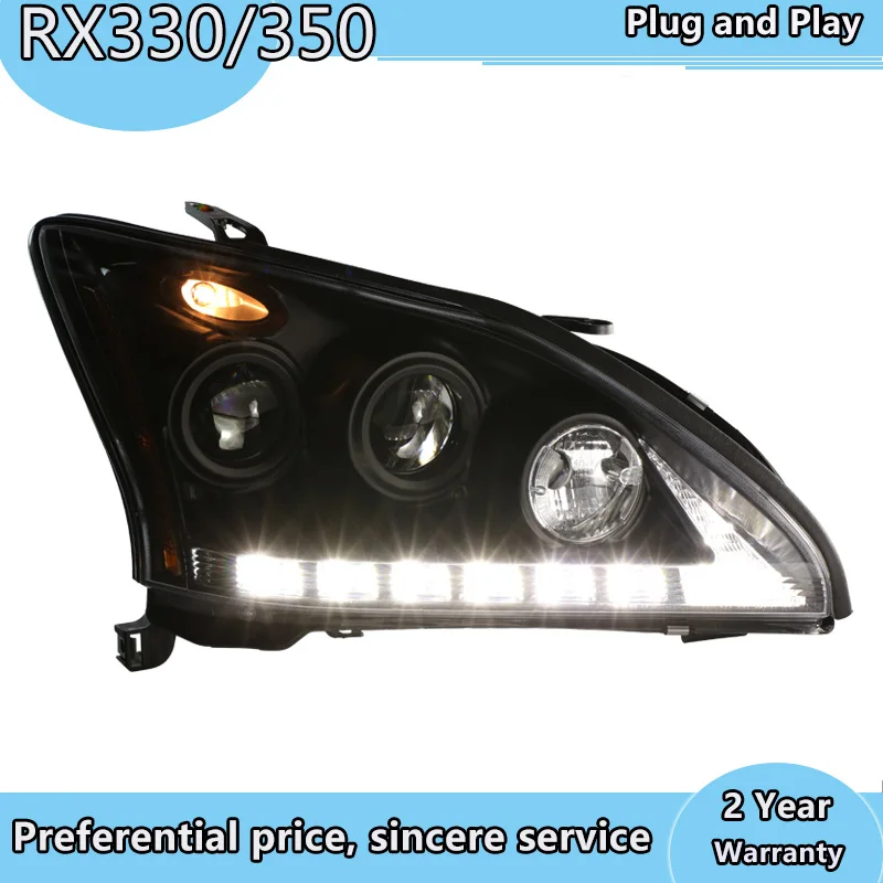 

Car styling for 2004-2009 Year For Lexus RX330 RX350 LED Head Lights Headlamps Chrome Housing Yellow Reflector SN