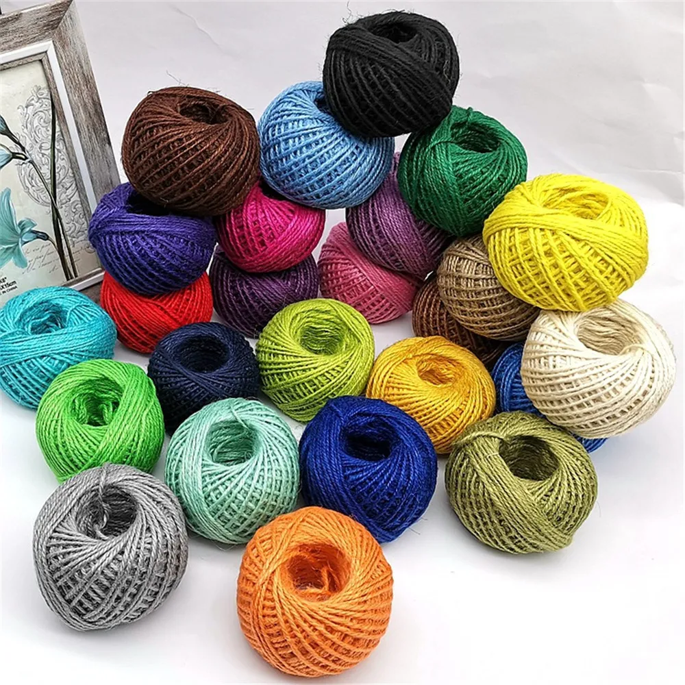 

2mm 50m Handmade Hemp Color Cords Burlap Twine Rope String DIY Craft Decoration Gift String Cord Wedding Tags 25 colors