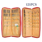 Набор спиц для вязания из нержавеющей стали с сумкой, аксессуары, линейка, крючки для вязания, 121 шт., наборы для вязания для начинающих