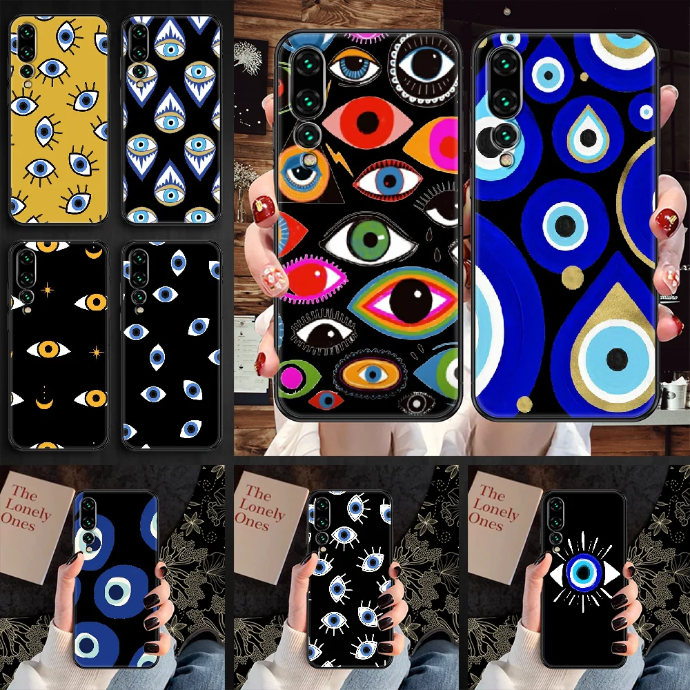 Abstract Art Evil Eye Turkey Phone case For Huawei P Mate P10 P20 P30 P40 10 20 Smart Z Pro Lite 2019 black pretty Etui painting