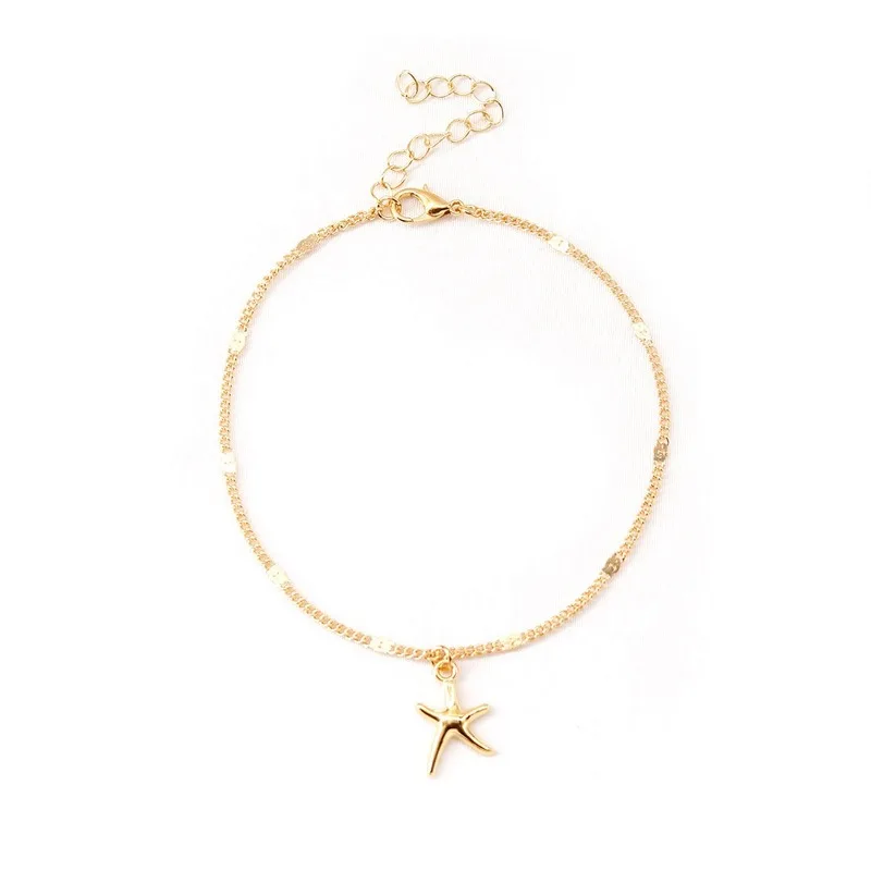 

Summer Beach Metal Gold Star Pendant Foot Chain Anklets Simple Bohemian Adjustable Ankle Bracelets for Women Accessories