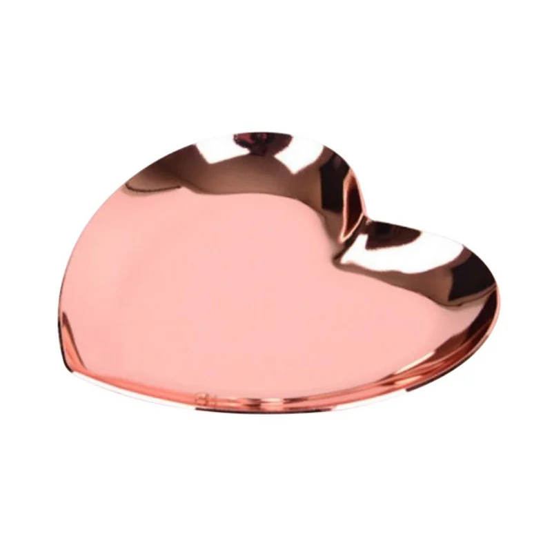 

BOUSSAC Golden Tray Heart Oval Jewelry Display Tray Stainless Steel Ring Necklace Storage Pan Luxury Home Tea Tray Organizer