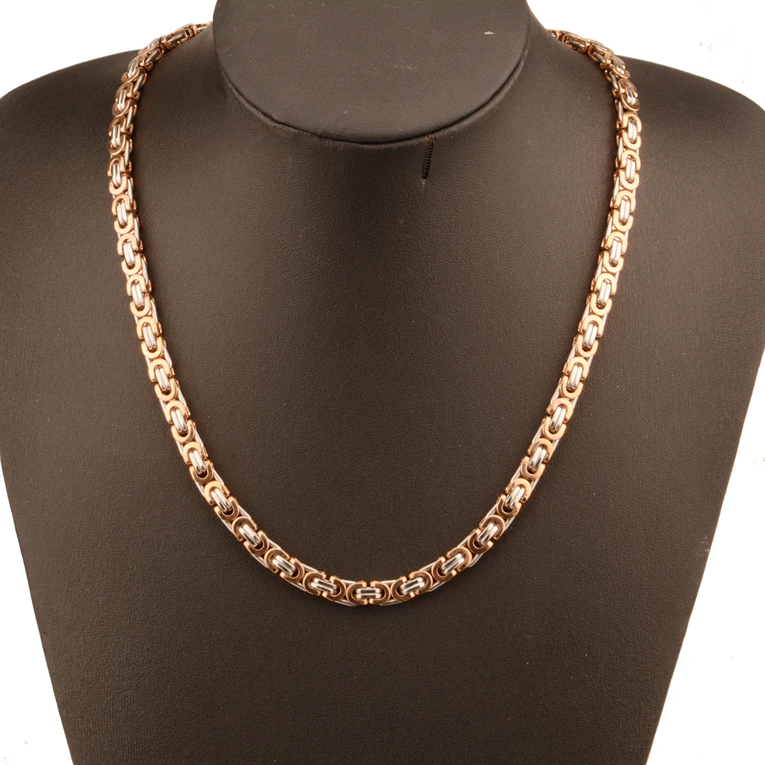 6 мм серебро розовое золото цвет плоская Византийская цепь 7-40 дюймов для мужчин