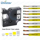 Термоусадочные трубчатые этикетки Unistar 18055 12 мм, изоляционные Кабельные марки, совместимые с лента Dymo D-Tape Rhino