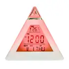 Новый модный сменный цвет будильник с температурой пирамиды 7 цветов s светодиодная сменная подсветка светодиодный Будильник с датой