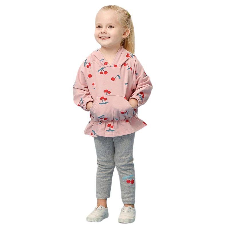 Fashion Baby Clothes Girls Sets Long Sleeve Print Hoodie Sweatshirt+Shorts 2 Pcs Children Clothing | Мать и ребенок