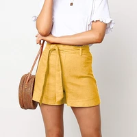 womens shorts fashion ladies solid elastic waist bandage loose hotpants lady summer beach shorts elegant shorts mujer %d1%88%d0%be%d1%80%d1%82%d1%8b