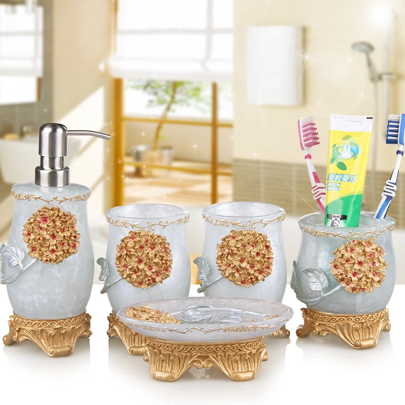 Европейский держатель для ванной комнаты Wujiantao из пяти предметов винтажная