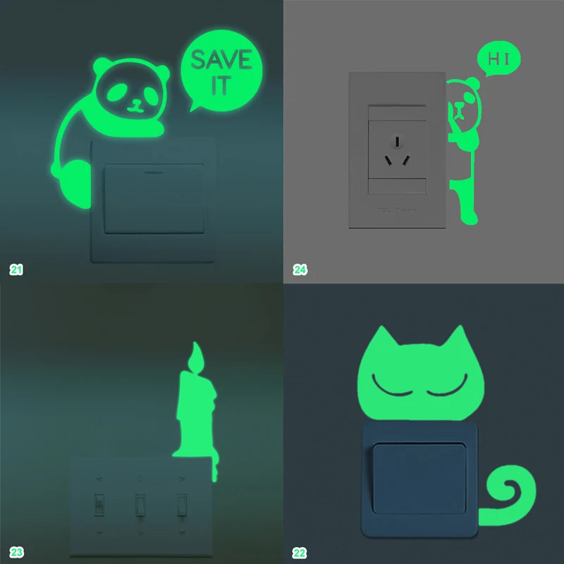 Луна звезды светится в темноте домашний декор мультфильм переключатель наклейки