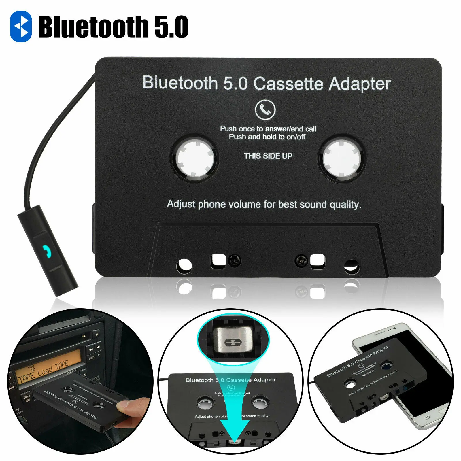 

Universal Bluetooth 5.0 Car Audio Stereo Cassette Tape Adapter To Aux for iphone Samsung