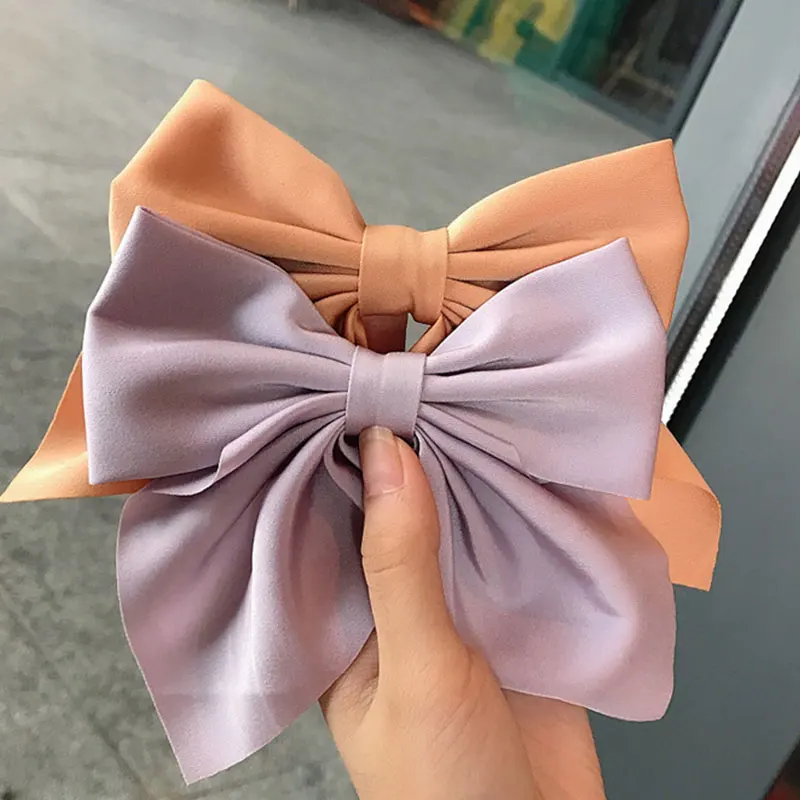 

Korean Oversize Bow Hair Clips Fashion satin Silk Hairpins Big Bow Hairgrips Women Girls Satin Barrettes Hair Accessories