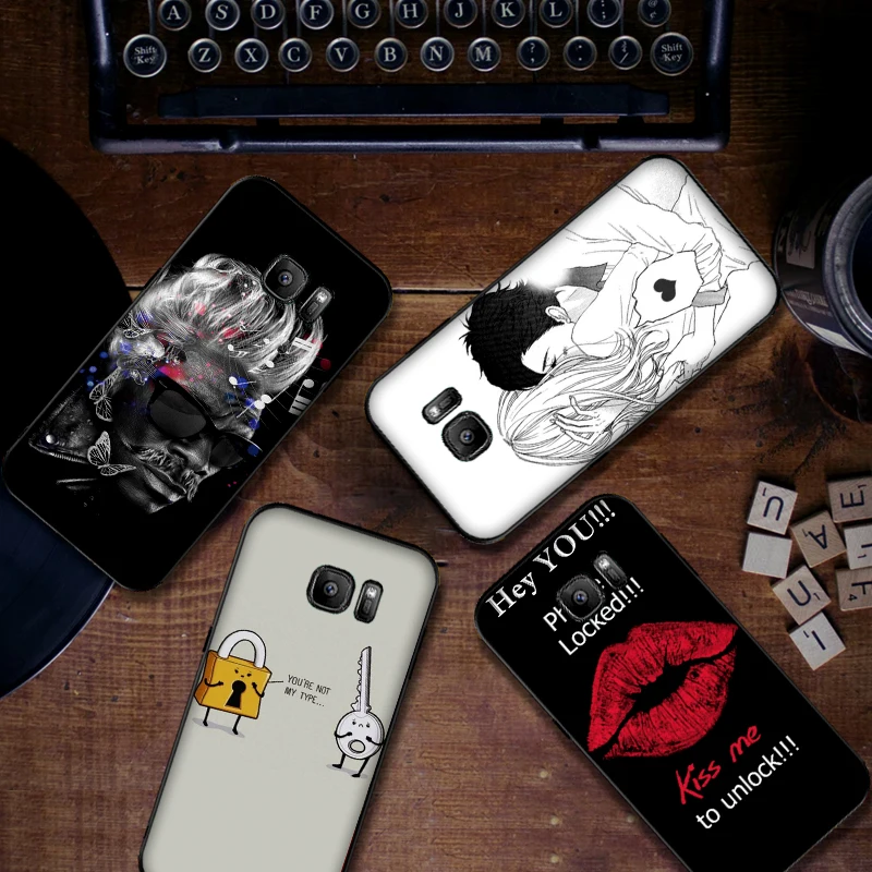 Симпатичное черно-белый мягкий силикон чехол для телефона samsung S6 S7 край S8 S9 S10 PLUS