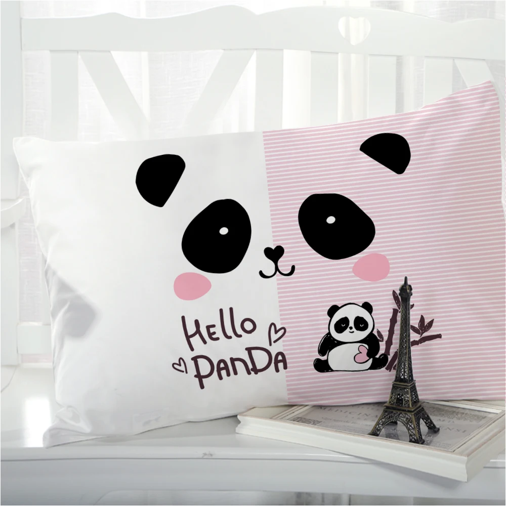 

1pc Panda Cartoon Children's Pillow cover Pillow case Bedding Pillowcase Pillowcovers decorative 50x70 3D for kids baby pink