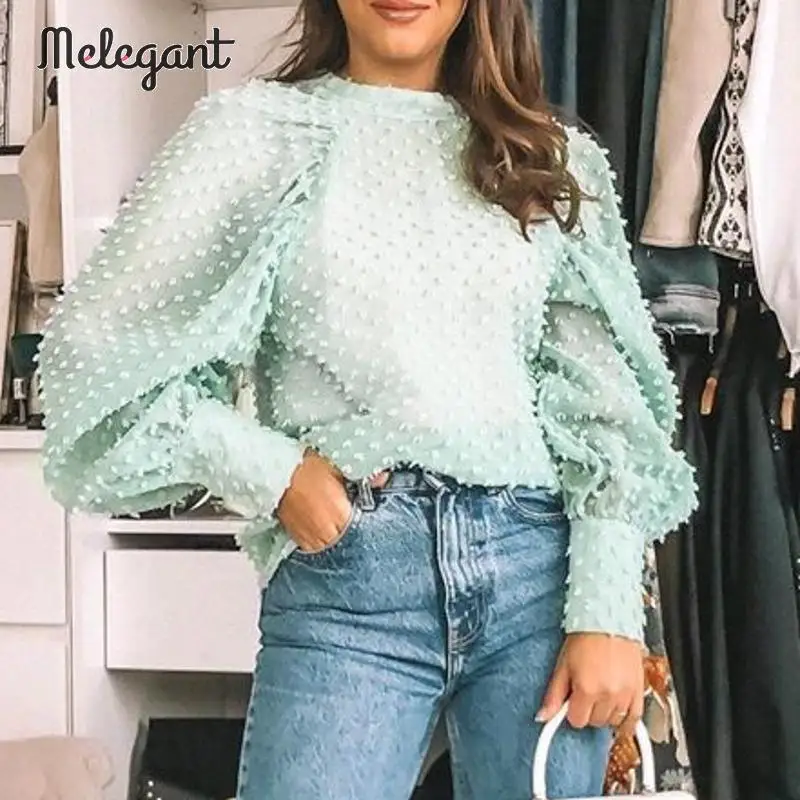 Элегантная прозрачная блузка рубашка женская уличная шифоновая Повседневные