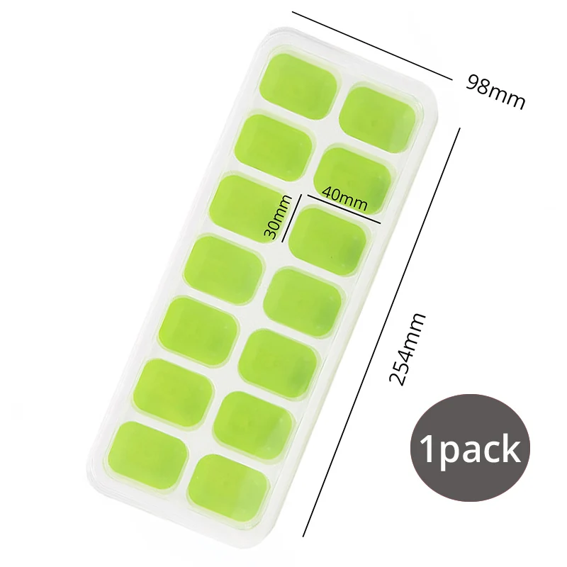 Square Green Лоток для кубиков льда, легко снимаемые и гибкие силиконовые формы с влагостойкой съемной крышкой для изготовления кубиков льда, без бисфенола - Цвет: Square Green