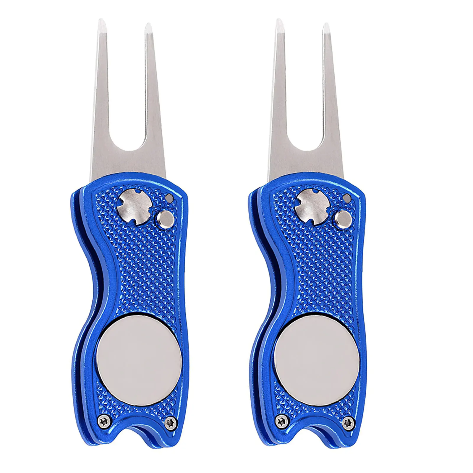 

2Pcs Steel Golf Divot Repair Switchblade Tool Pitch Groove Cleaner Golf Pitchfork Golf Accessories Putting Blue Fork Dropship