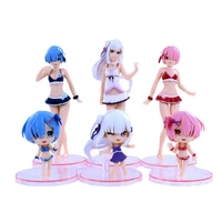 6pcsset cute relife in a different world from zero anime figure pvc toys kawaii emilia rem ram sexy dolls room decor boy gifts