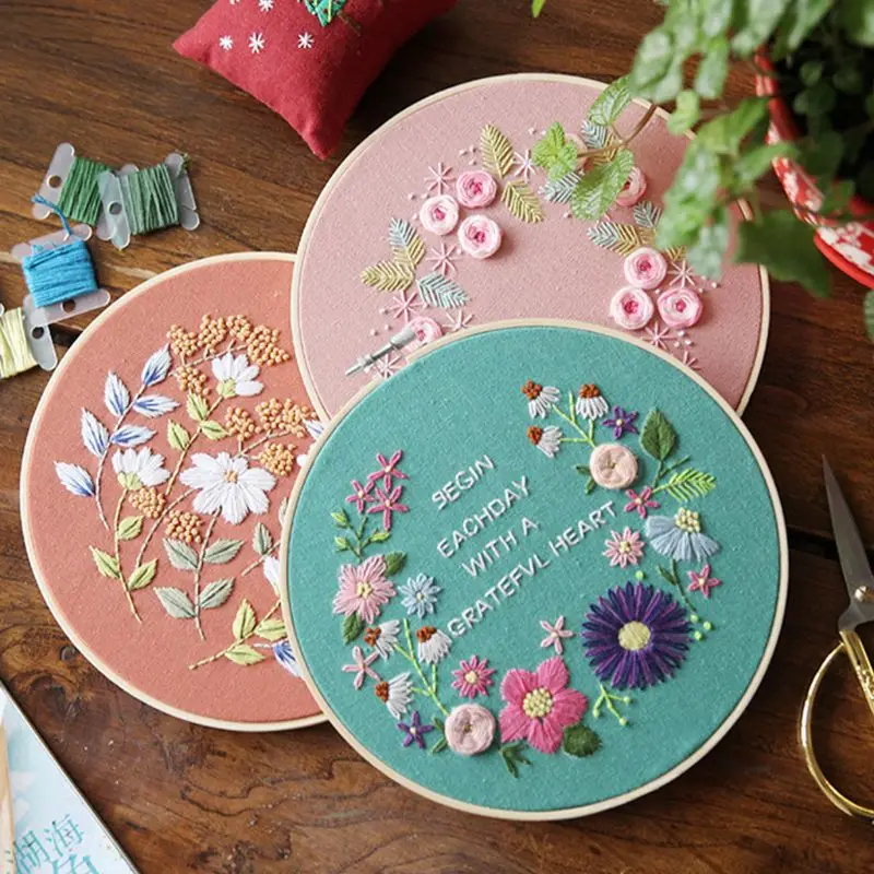 

DIY Ribbons Embroidery For Beginners Practical Kits European Flowers Needlework Floral Cross Stitch Wall Painting Art Home Decor