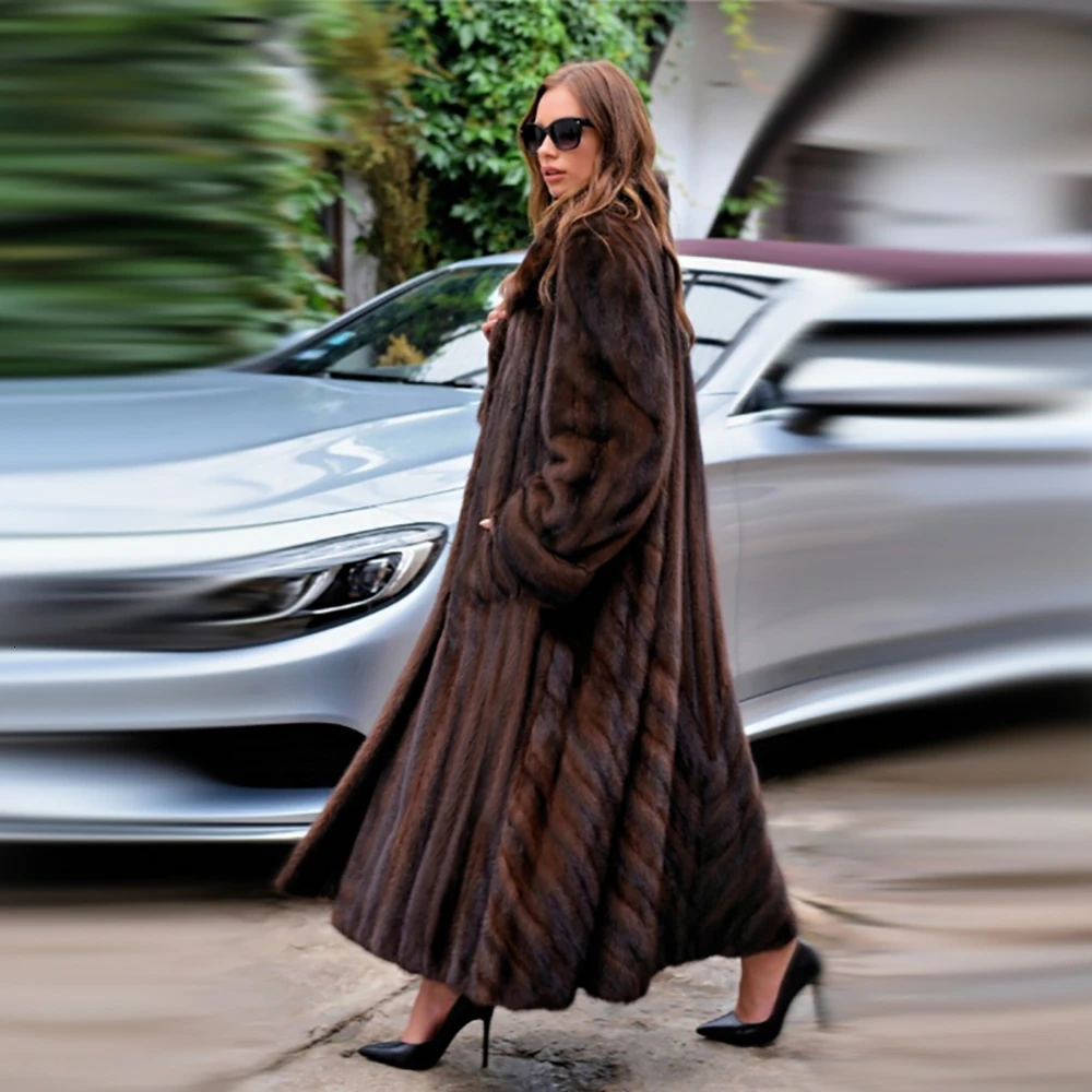 TOPFUR New Fashion Winter Female Long Coats Loose Real Fur Coat For Women Full Sleeves Natural Mink Fur Outerwear & Coats