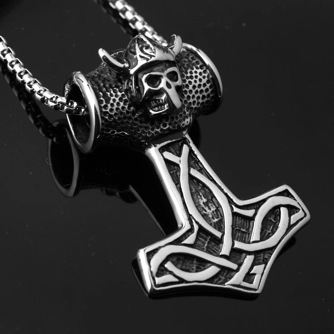

Punk Men's Tribe Pendant Stainless Steel Hammer Pendant Necklace Chain Jewelry