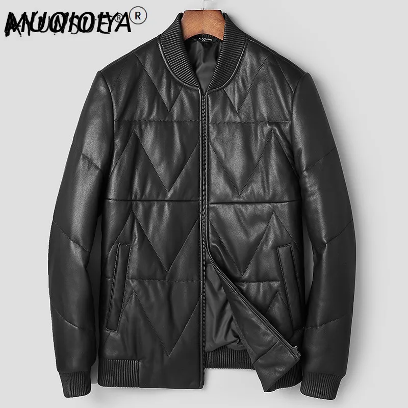 

Leather Jacket Men Duck Down Jacket Winter 2022 Men Genuine Sheepskin Coat Baseball Jacket Chaqueta Hombre 81T0066 YY270