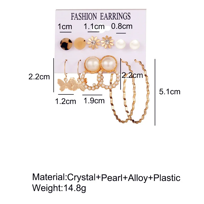 IF ME 2020 Новый жемчужный акриловый комплект сережек для женщин золотой цветок