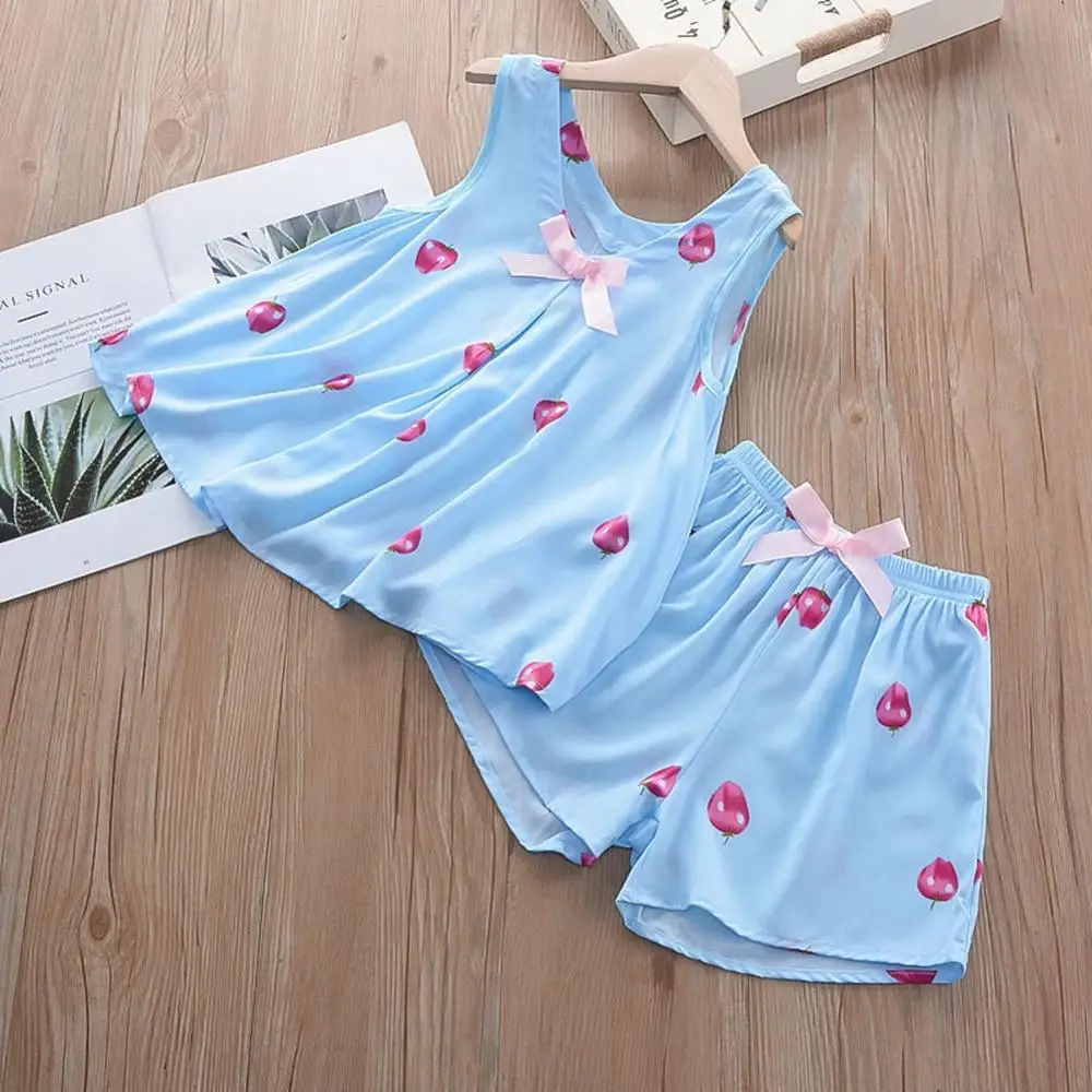 Женские детские пижамы для девочек летняя детская одежда сна 2 шт. хлопковые с