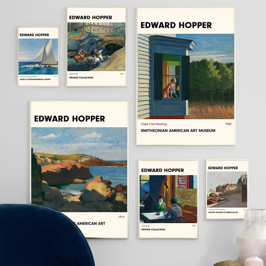 

Edward Hopper Private Exhibition Modern Wall Art Canvas Painting Nordic Posters And Prints Wall Pictures For Living Room Decor