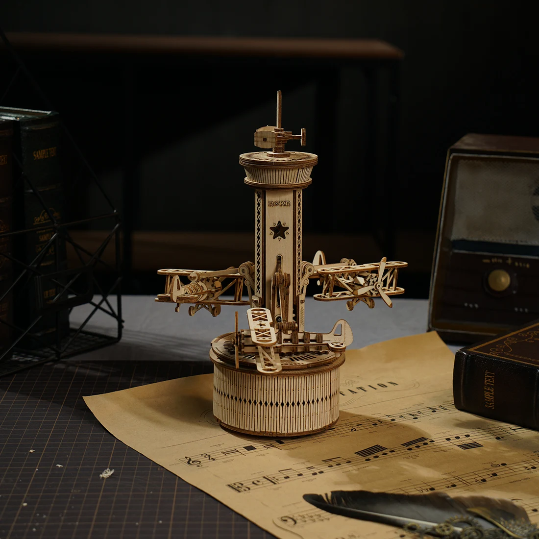 

1set DIY Wooden Assembly Models Music Box 3D Mechanical Puzzle Model Toy Creative Decoration Model Building Kits For Kids Adults