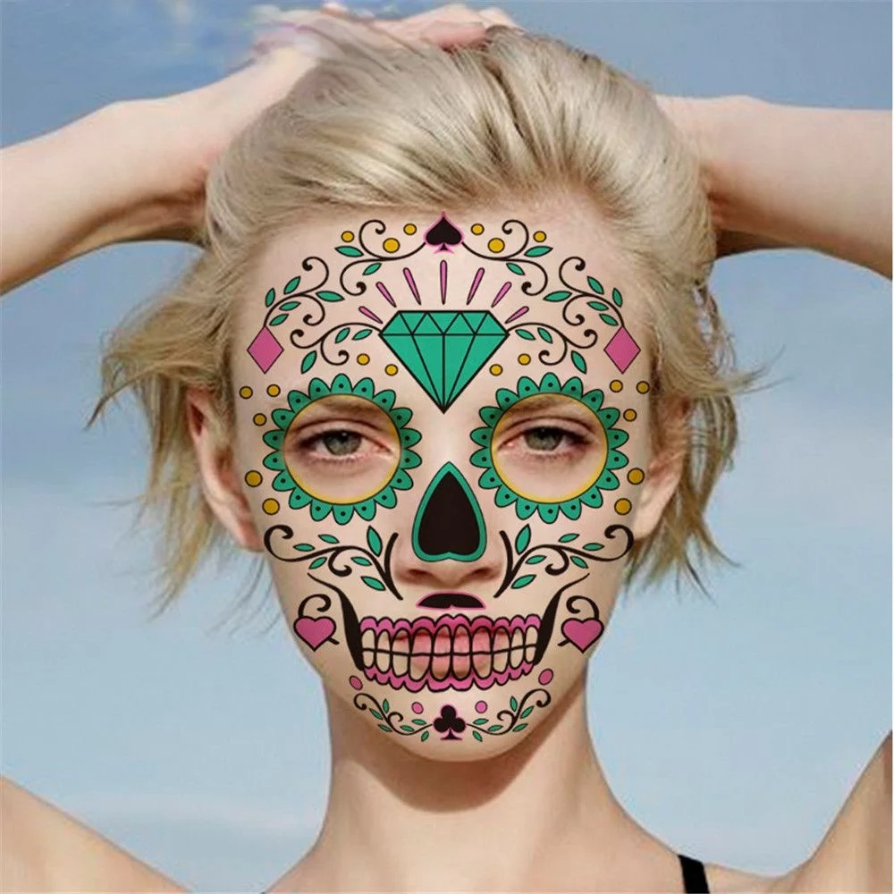 Новинка забавная светящаяся татуировка на Хэллоуин наклейка лицо с рисунком