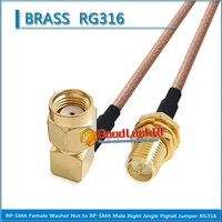 dual rpsma rp sma rp sma male 90 degree right angle to rp sma female washer bulkhead nut coaxial pigtail jumper rg316 cable