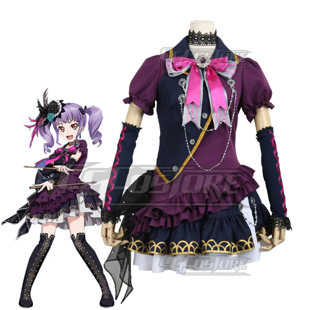 

Bang Dream Udagawa Ako Cosplay Costume Anime Purple Dresses Christmas Halloween Free shipping CG163