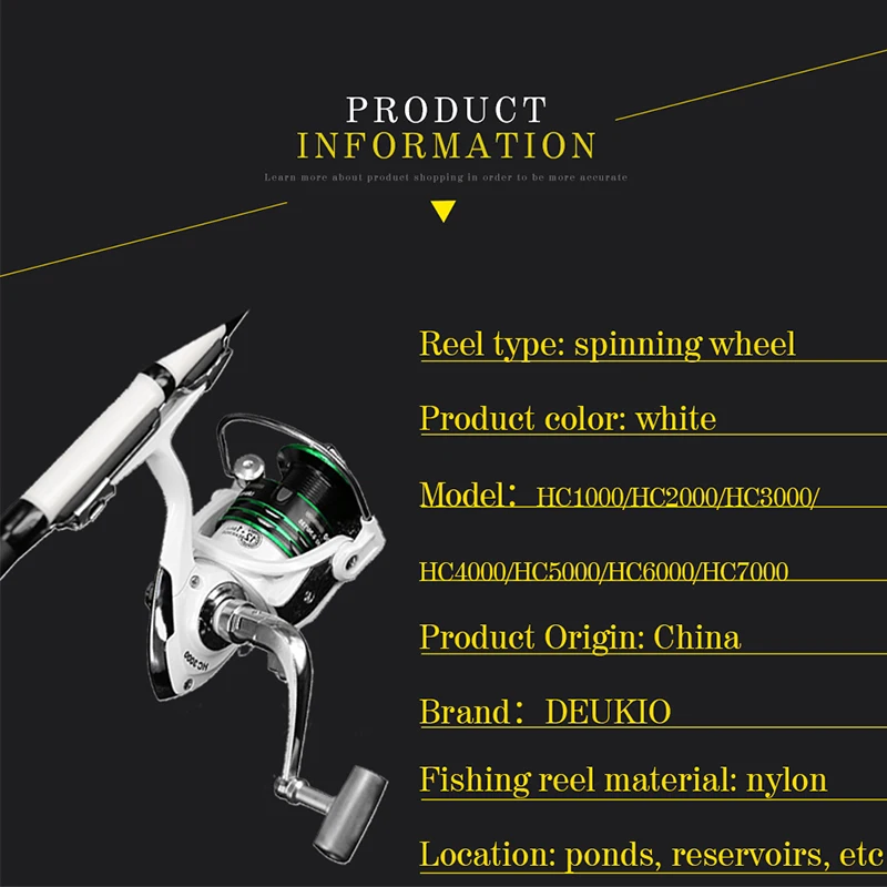 

DEUKIO Fishing Reel 3+1BB Spinning Reel High Speed Gear Ratio 5.1:1 5.2:1 Carp Fishing Reels Max Drag Metal Spool Casting Reel