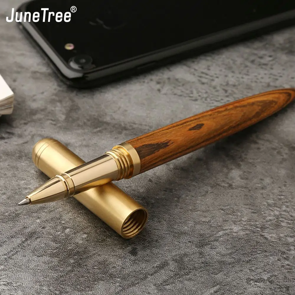 

Brass Pen Solid wooden body Copper hexagonal Pen Stationery Coper Ballpen Ballpoint Writing metal Office school Supplies luxury