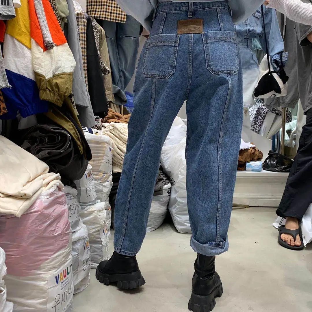 

NEW High Waist Jeans Women Harem Pants Korean Style Outfits Casual High Street Denim Trousers Pantalon Femme Vintage Jeans