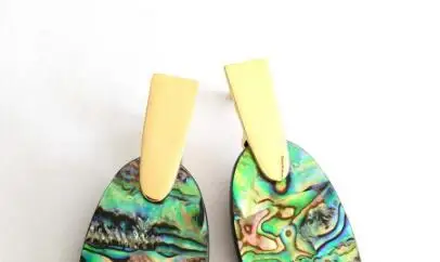 Новые модные высококачественные длинные овальные висячие серьги Abalone из