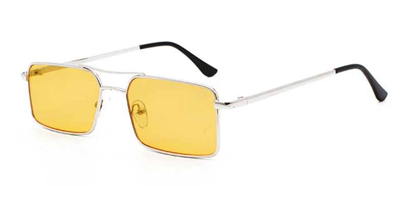 silver with yellow Peekaboo мужские прямоугольные Солнцезащитные очки женские Ретро золотые металлические прозрачные красные желтые синие мужские солнцезащитные очки Квадратные летние аксессуары - Цвет линз: silver with yellow