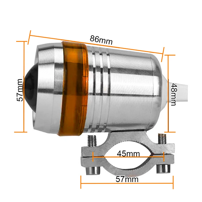 Серебряный корпус U3 светодиодный светильник для головы мотоцикла Точечный синий